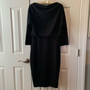 Badgley Mischka Belle black boat neck 3/4 sleeve sheath dress sz 8 NWT